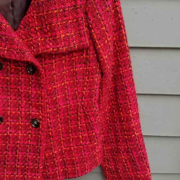 Talbots Red Tweed Double Breasted Pea Coat size 9 - Picture 11 of 14